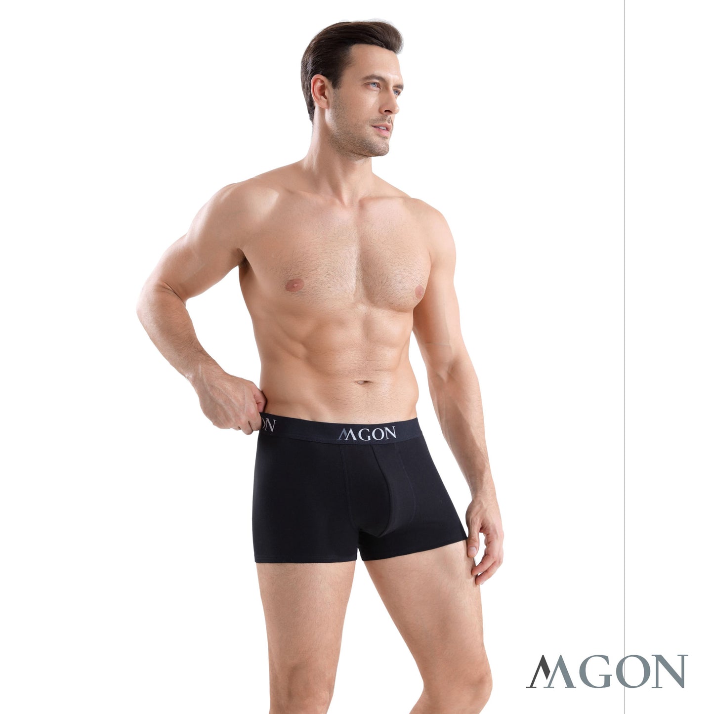 Boxershorts Herren schwarz aus Baumwolle 3er Pack