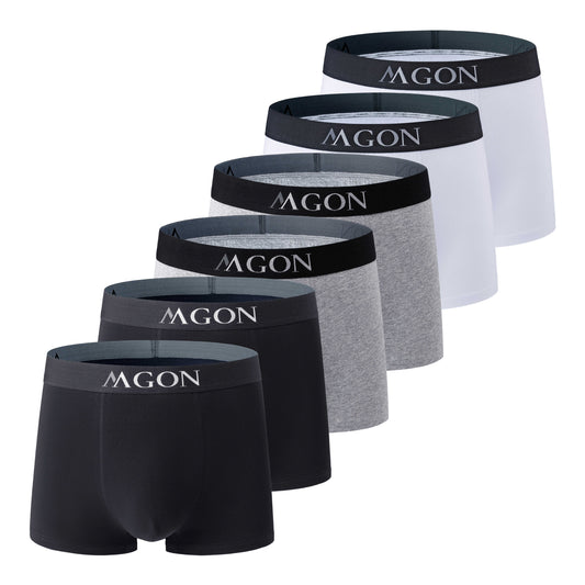 Boxershorts Herren schwarz grau weiss aus Baumwolle 6er Pack