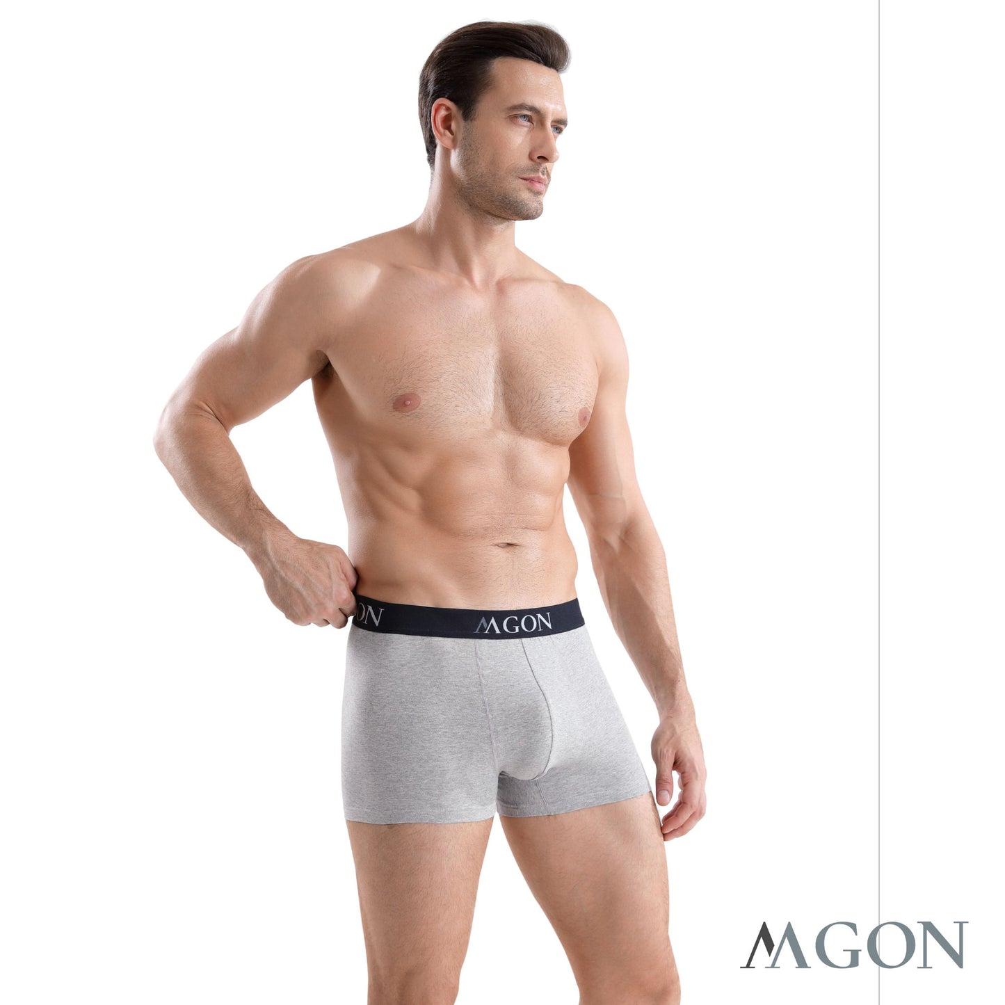 Boxershorts Herren grau aus Baumwolle 3er Pack