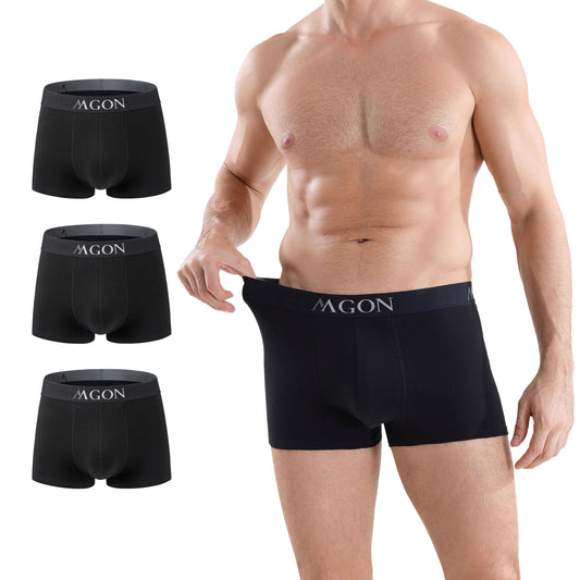 Boxershorts Herren schwarz aus Baumwolle 3er Pack