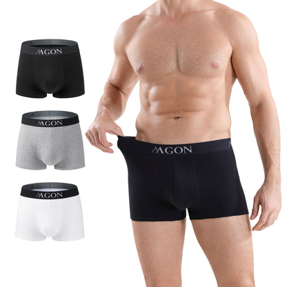 Boxershorts Herren schwarz grau weiss aus Baumwolle 3er Pack